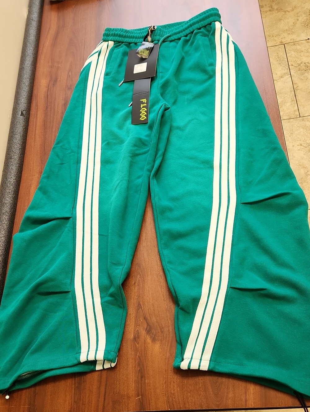 Teal Women's Track Joggers with White Side Stripes. Thick Stretchy Material.
